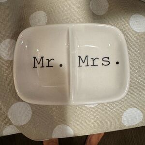 Elegant Cream Mr. and Mrs. Divided Dish
